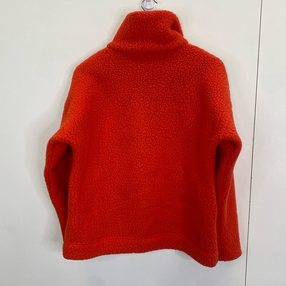 J Crew Burnt Orange Sherpa 1/4 Zip Pullover Sweater Top Size Medium - Picture 2 of 3